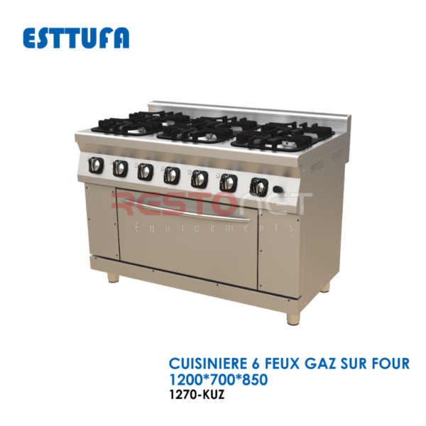 CUISINIERE 6 FEUX GAZ SUR FOUR DIM 1200*700*850