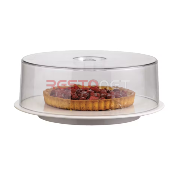 CLOCHE RONDE AVEC COUVERCLE EN POLY + PLATEAU MARRON D 32*18 CM