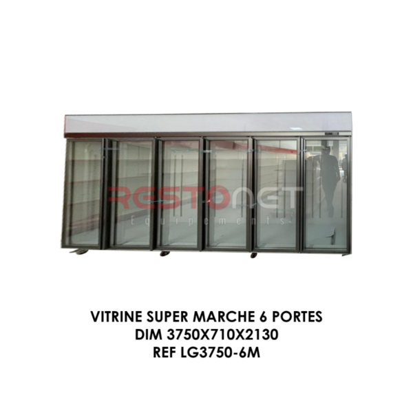 VITRINE SUPER MARCHE 6 PORTES DIM 3750*710*2130