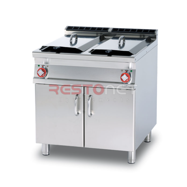 FRITEUSE ELECTRIQUE DOUBLE 18+18L SUR PLACARD OUVERT 800*900*850